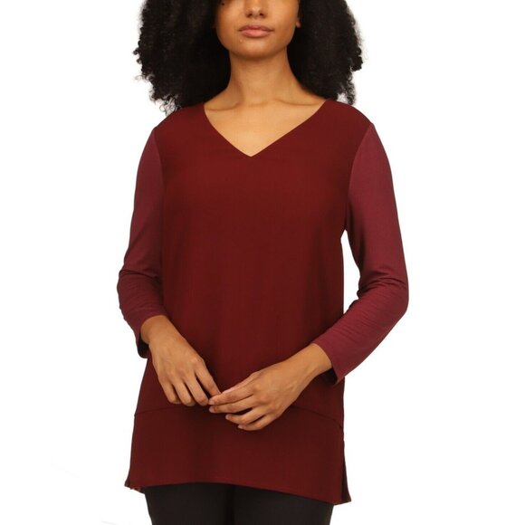 Michael Michael Kors Women's Layered-Look Tunic Top Merlot Red Size XS MSRP $68 - Picture 1 of 2